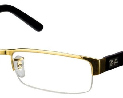 Rayban Golden Black Metal Rectangle Half Rim Eyeglass