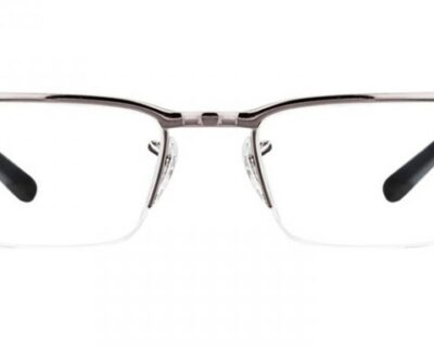 Rayban Gray Rectangle Half Rim Eyeglasses