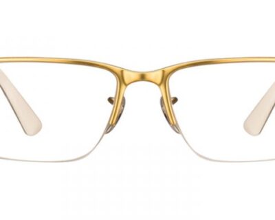 Rayban Golden Brown Metal Square Half Rim Eyeglass