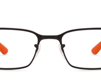 Rayban Black Orange Rectangle Full Rim Eyeglass