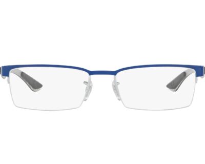 Rayban Blue Rectangle Half Rim Eyeglasses