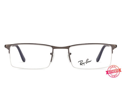 Rayban Gunmetal Rectangle Half Rim Eyeglasses