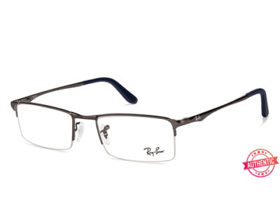 Rayban Gunmetal Rectangle Half Rim Eyeglasses